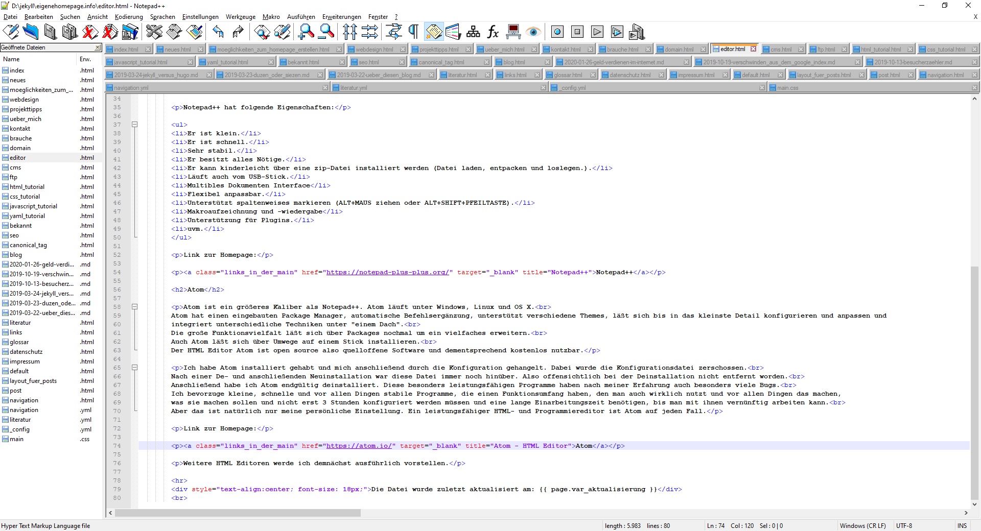 HTML-Editoren: Notepad++ Screenshot
